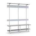 Gym Locker Bench Shoe Coat Racks (6 Hooks)-Eco-Friendly Durable MDF Metal Frame Modern Design Freestanding for Bedroom Hotel Use