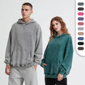 Unisex Oversize Drop Shoulder Pullover Sweatshirts With Hooded Collar Vintage Wax Dyed Batik Hoodie