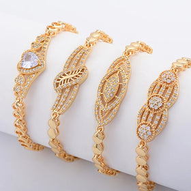 Women Zircon Brass Copper 18k Gold Plated Bracelets Jewlery Wholesale Wedding Mossanite Jewelry for Women Pulseras Mujeres