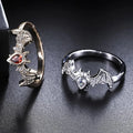 Anillos De Pareja Retro Punk Zircon Bat Animal Open Ring for Men Women Hip Hop Punk Bat Animal Ring Gold Plated Zircon Bat Ring