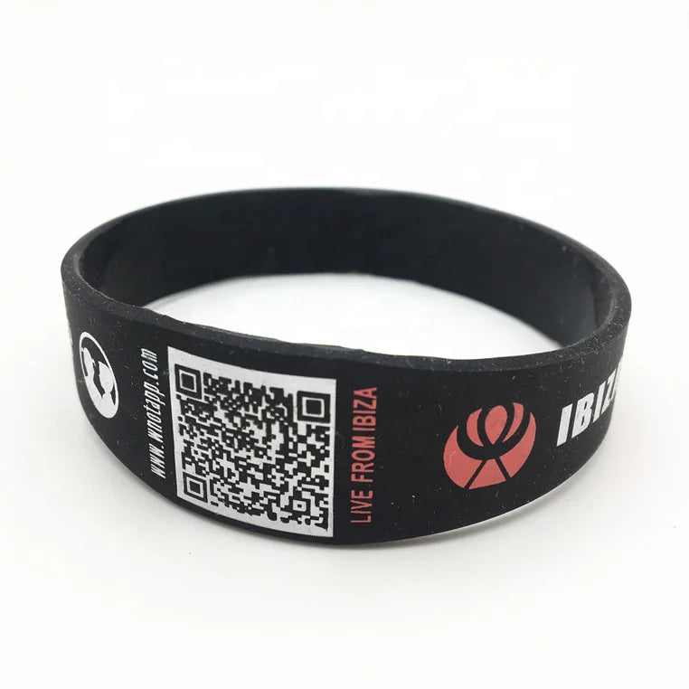 Man Wristband Hand Wrist Bands Custom Silicone Bracelet with QR Code