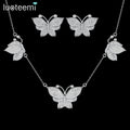 LUOTEEMI Fashion Earring Chain Necklace Designer Jewelry Charm Bling Delicate CZ Luxury Butterfly Earing Necklace Set
