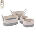 KUYUE Rectangular Cotton Rope Basket 4-piece Set with Handle Multi-function Storage Basket