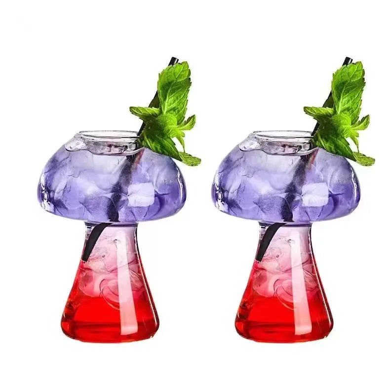 Creative Mushroom Shaped Cup Unique Goblet Beer Juice Glasses Crystal clear Mushroom Cocktail Glass for KTV Bar Club