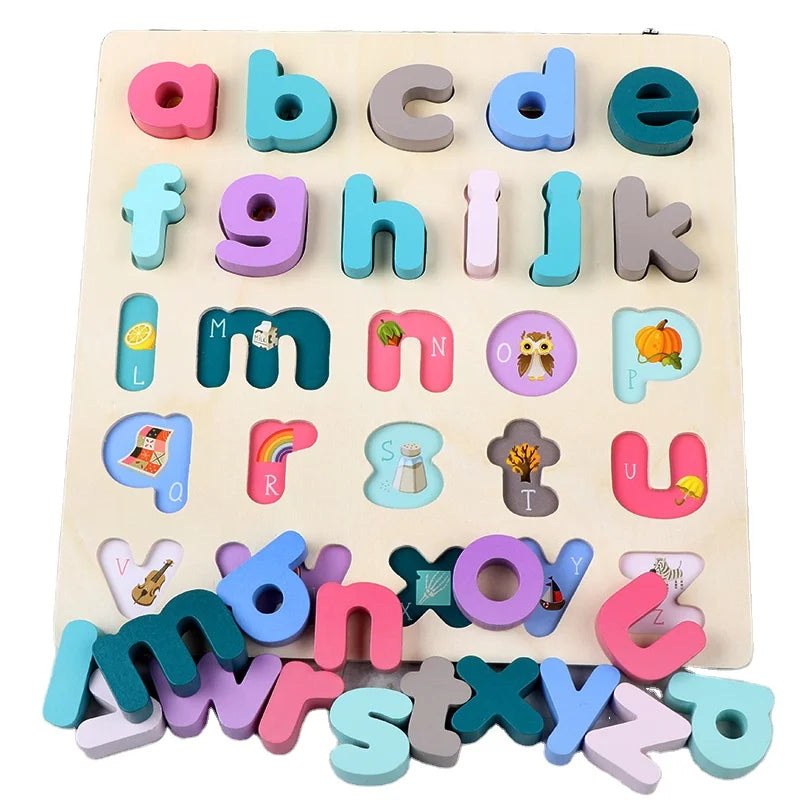 Preschool Montessori Educational Wooden Alphabet Practice Grooved Writing Board Number Board Toys for Kids