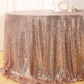 Elegant Wedding Party Celebration Decoration Shiny Table Cloth Cover 72 Inch Rose Gold Round Sequin Tablecloth