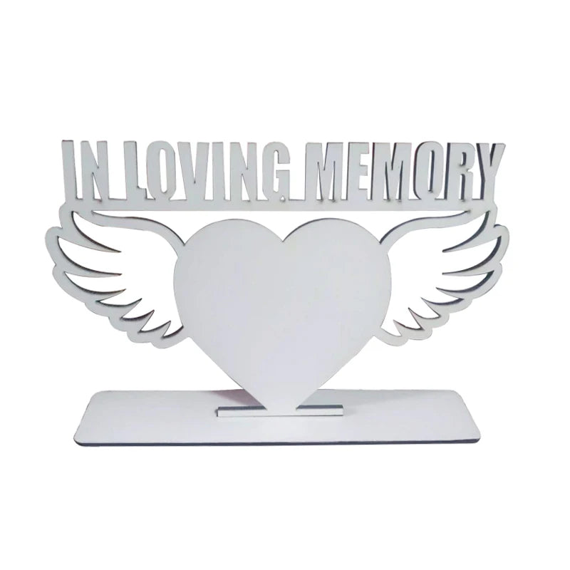 MDF Heart Wing in LOVING MEMORY Sublimation Photo Frames for Memorial Use