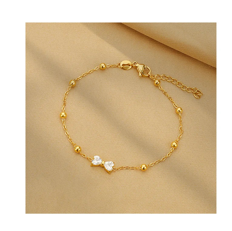 DAIHE New Fashionable Bow Zircon Bracelet Stainless Steel Light Luxury Design Bracelet