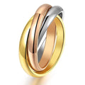 Fashion Jewelry Rings Stainless Steel Custom Ring Band Women Three Color Cross Triple Ring