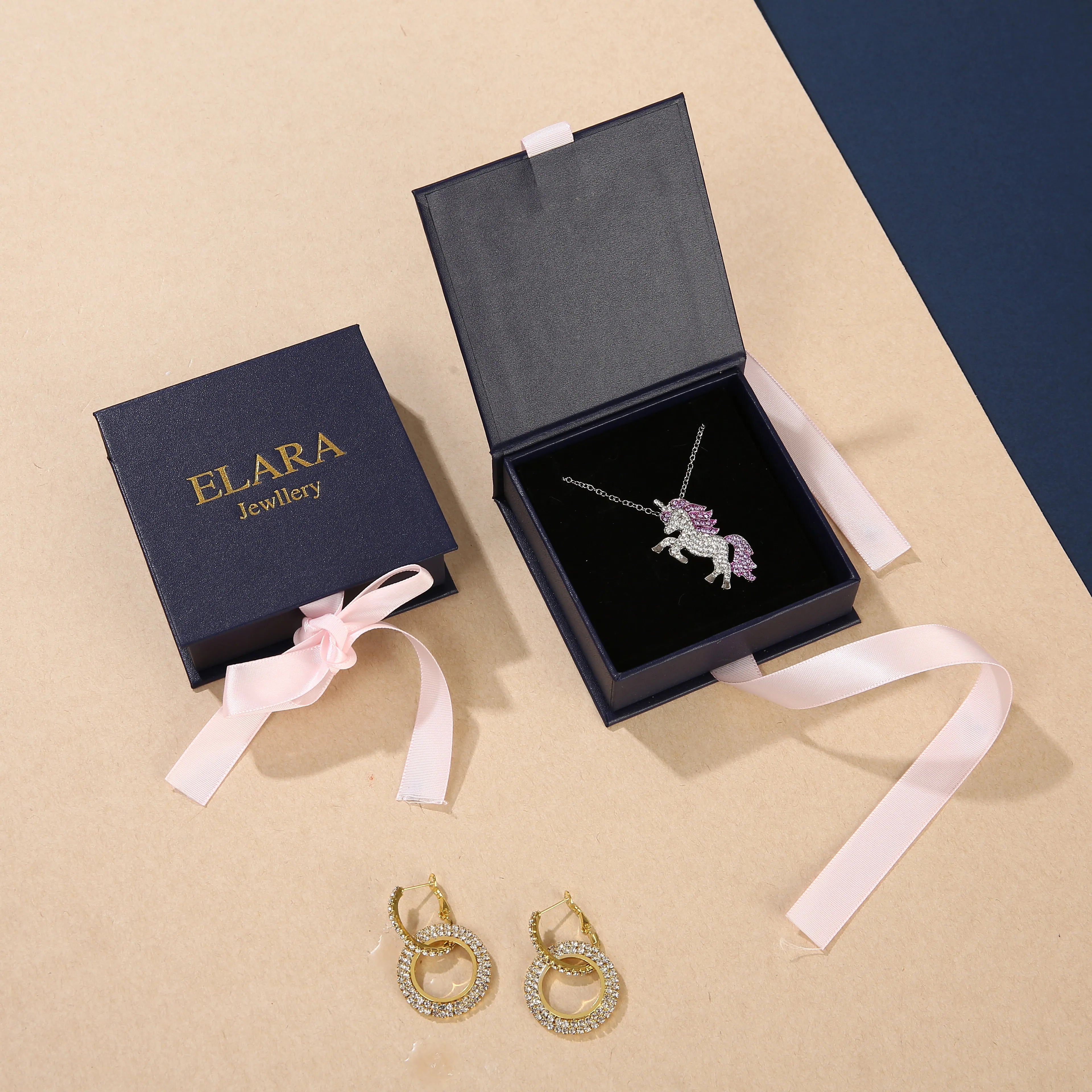 Custom Logo Satin Sponge Insert Ribbon Box Book Shape Jewelry Gift Packaging for Necklace Enhancing Visual Appeal for Boxes