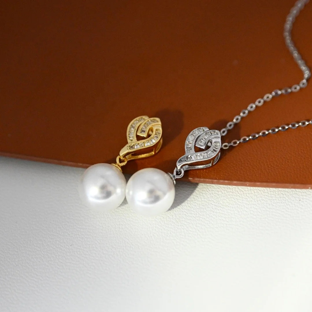 P1629 10-11mm DIY Natural  Freshwater Pearl Charm Pendant Necklace Accessory 925 Sterling Silver Jewelry for Women Without Chain