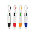 4 Colors Carabiner Push Plastic Ballpoint Pen With Print LOGO