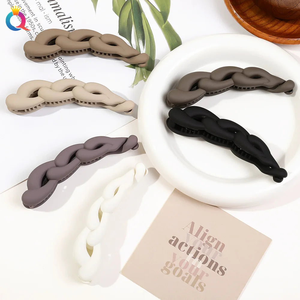 Braided Matte Banana Hair Claw Clasp Women Hair Accessories