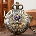 Blue Moon Star Steampunk Skeleton Hand-Wind Mechanical Pocket Watch for Men Hollow Hunter Pendant Watch with Fob Chain