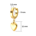Fashion Stainless Steel Pvd 18k Gold Plated Heart Dangle Huggie Hoop Pendant Earring Women Statement Earrings Jewelry