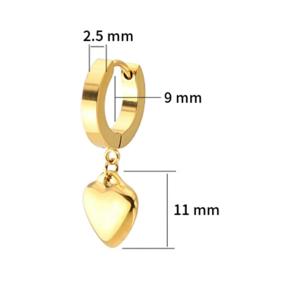Fashion Stainless Steel Pvd 18k Gold Plated Heart Dangle Huggie Hoop Pendant Earring Women Statement Earrings Jewelry
