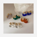 BINSHUO Resin Earrings Acrylic Resin Lucite Jewelry Brass Gold Plated Colorful Transparent Acrylic U-Shaped Hoop Earrings Women