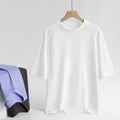FLN Durable Moisture-Wicking 100% Modal Jersey Fabric Hypoallergenic Solid Formal Short Sleeve Loose Fit Men's O-Neck T-Shirt