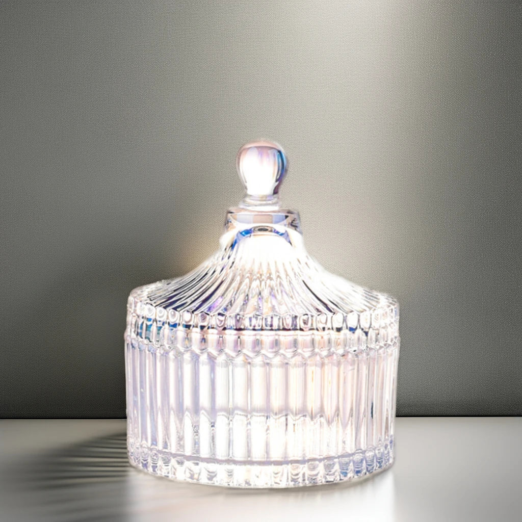 Custom Fancy Crystal Glass Candle Jar Glass Cover for Kitchen Storage-Multi-Purpose Food Container 400-600ML Capacity Presents