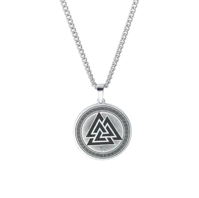 Nordic Viking Logo Odin Valknut Triangle Symbol Archangel Michael Olympus Twelve Poseidon Poseidon Pendant Necklace