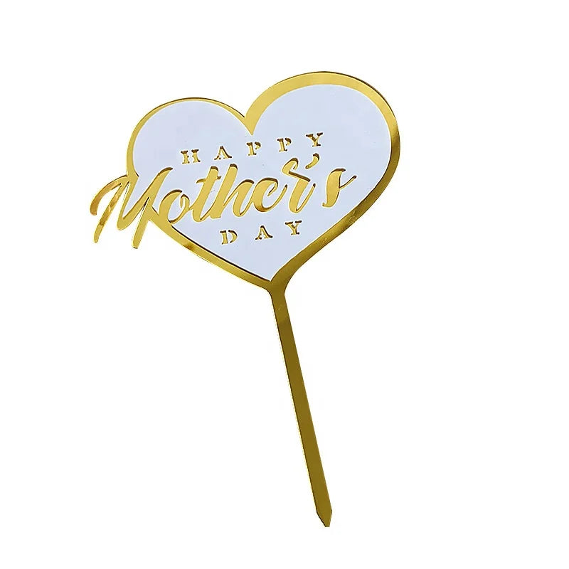 Heart Happy Mother's Day Cake Topper Acrylic Topper Decorative
