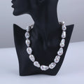 925 Silver14-17mm White Big Baroque Shape Natural Freshwater Pearl Necklace Jewelry