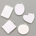 AA01354 Round Square Heart Cabochon Metal Bezel Base Trays Pendant Charms for Diy Jewelry Making