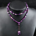 Hot Selling Trendy 6mm Purple Striped Agate Knotted Beaded Necklace 108 Beads Natural Stone Yoga Meditation Necklace  Women's