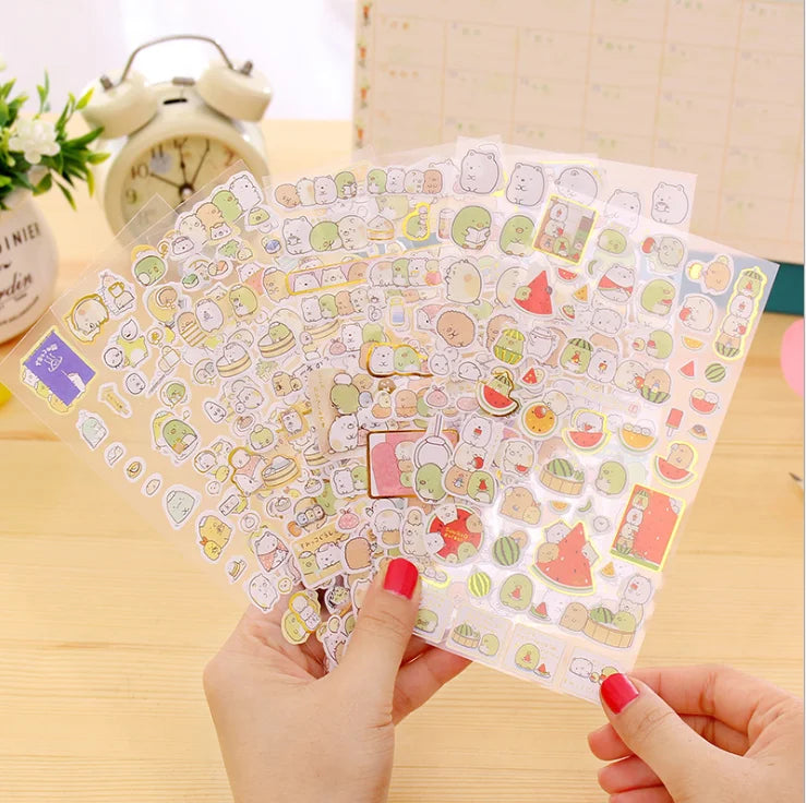 Kawaii Stickers Round Rabbit Scrapbooking Decorative Ribbon Cute Sticker Korean DIY Diary Cartoon Stick Label School Stationery