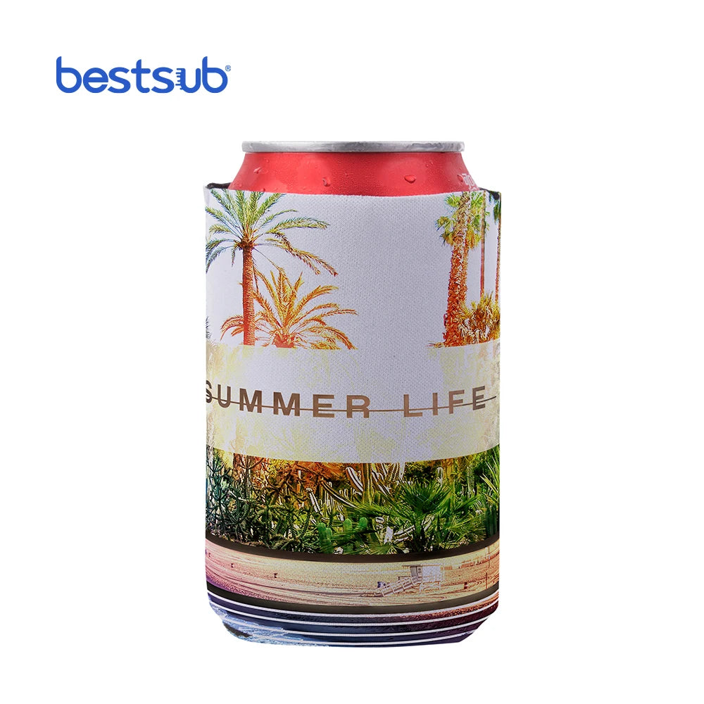 Bestsub Promotional Customized Logo Sublimation Can Coozies Blanks Printing Holder Neoprene Slim Skinny Can Cooler Sleeve
