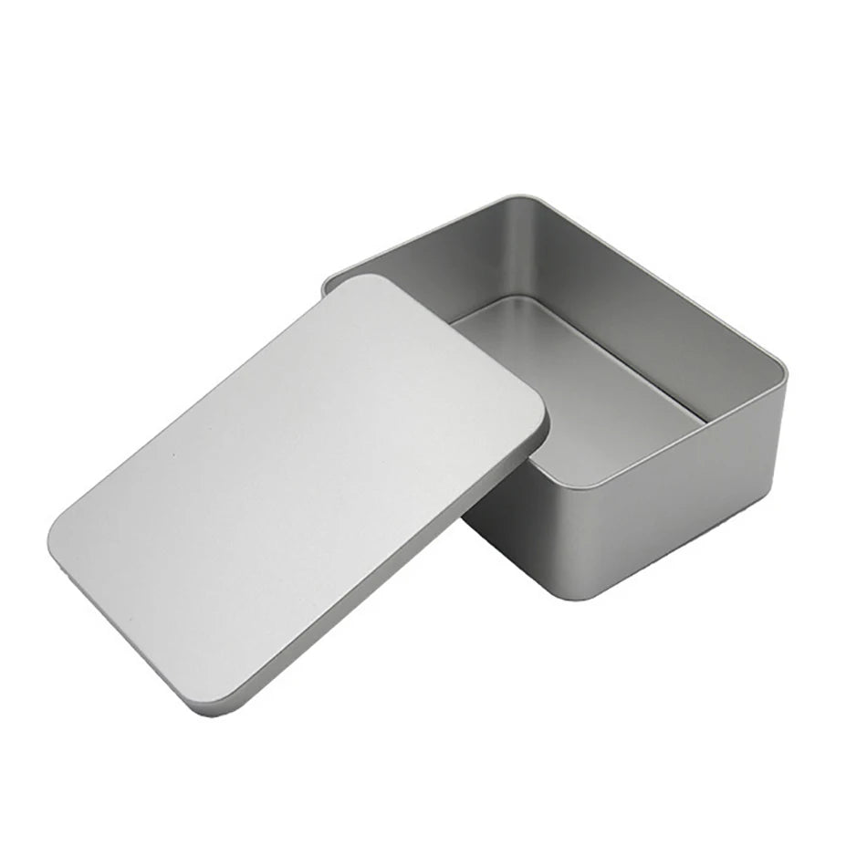 Professional Factory Silver Blank Candy Cookie Jewelry Storage Tin Can High Quality Rectangular Metal Lid Tin Box