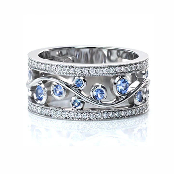CAOSHI Blue Stone Rings Fashion Jewelry Silver Plated Ring for Women Wedding Rings Band Design Jewellery