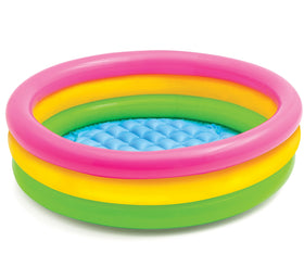Intex 58924 Sunset Glow 3 Rings Baby Pool Inflatable Round Colorful Kid Swimming Pool
