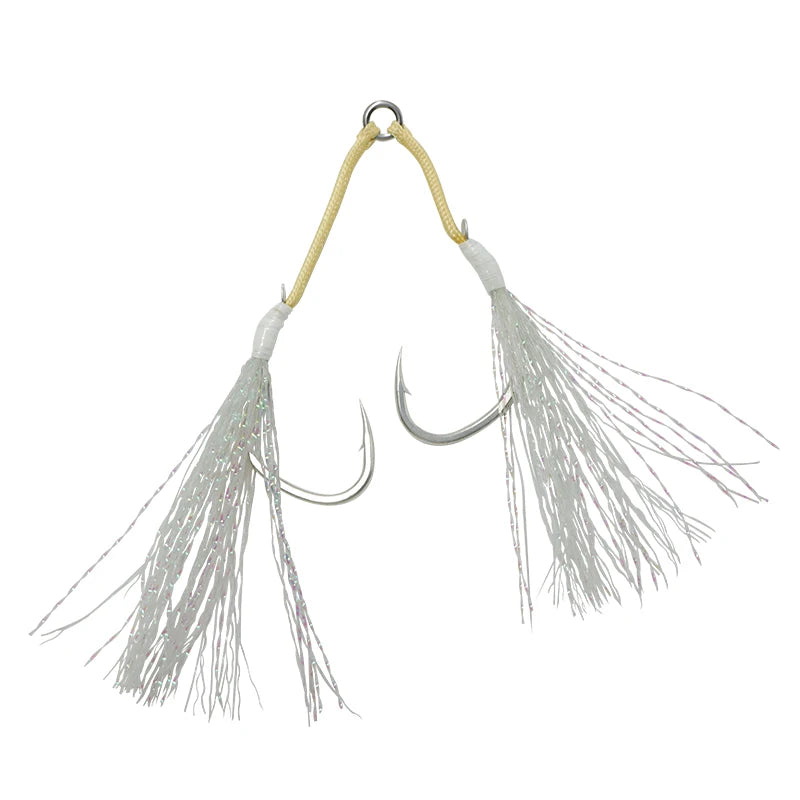 JK(Janker) TJH Double Assist Barbed Hooks-High Carbon Steel Rustproof for Catfish & Bass Lure/Bottom Fishing in Ocean Saltwater