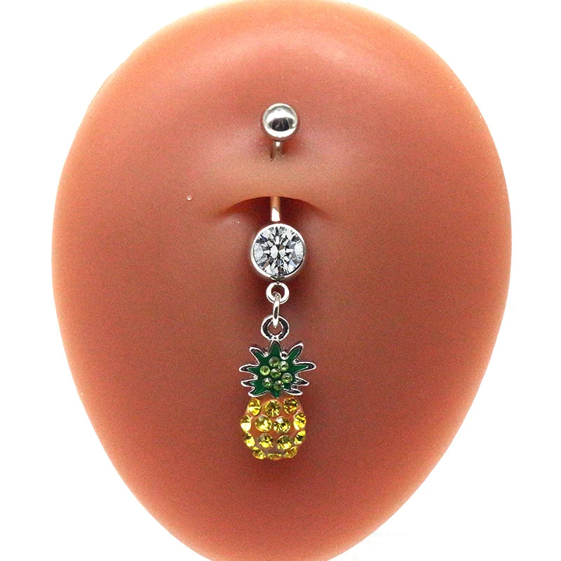 Gaby New Belly Ring Pineapple Shape Belly Button Ring Cute Pineapple Belly Piercing Navel Ring 2022 Fruit Wholesale Body Jewelry