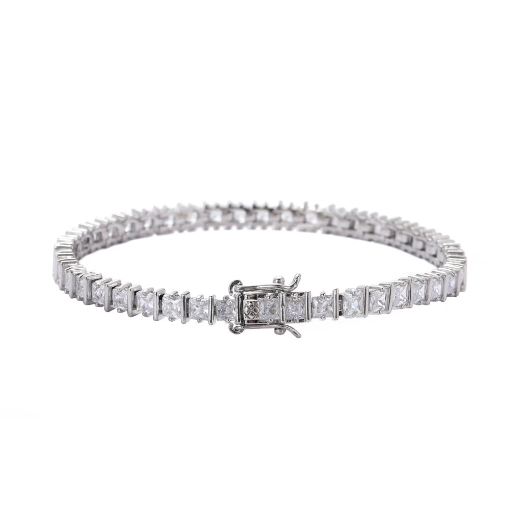 BB118   3mm  7"  8"Tennis Chain Bracelet Hip Hop Jewelry Gold Silver Material CZ Bracelet Iced Out