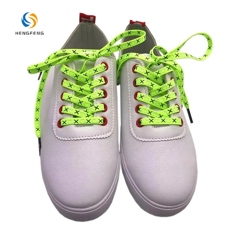 Custom 8mm Wide Silicone Screen Printing Polyester Basketball Football Shoelaces Personalized Non-slip HengFeng HF-1235 Custom