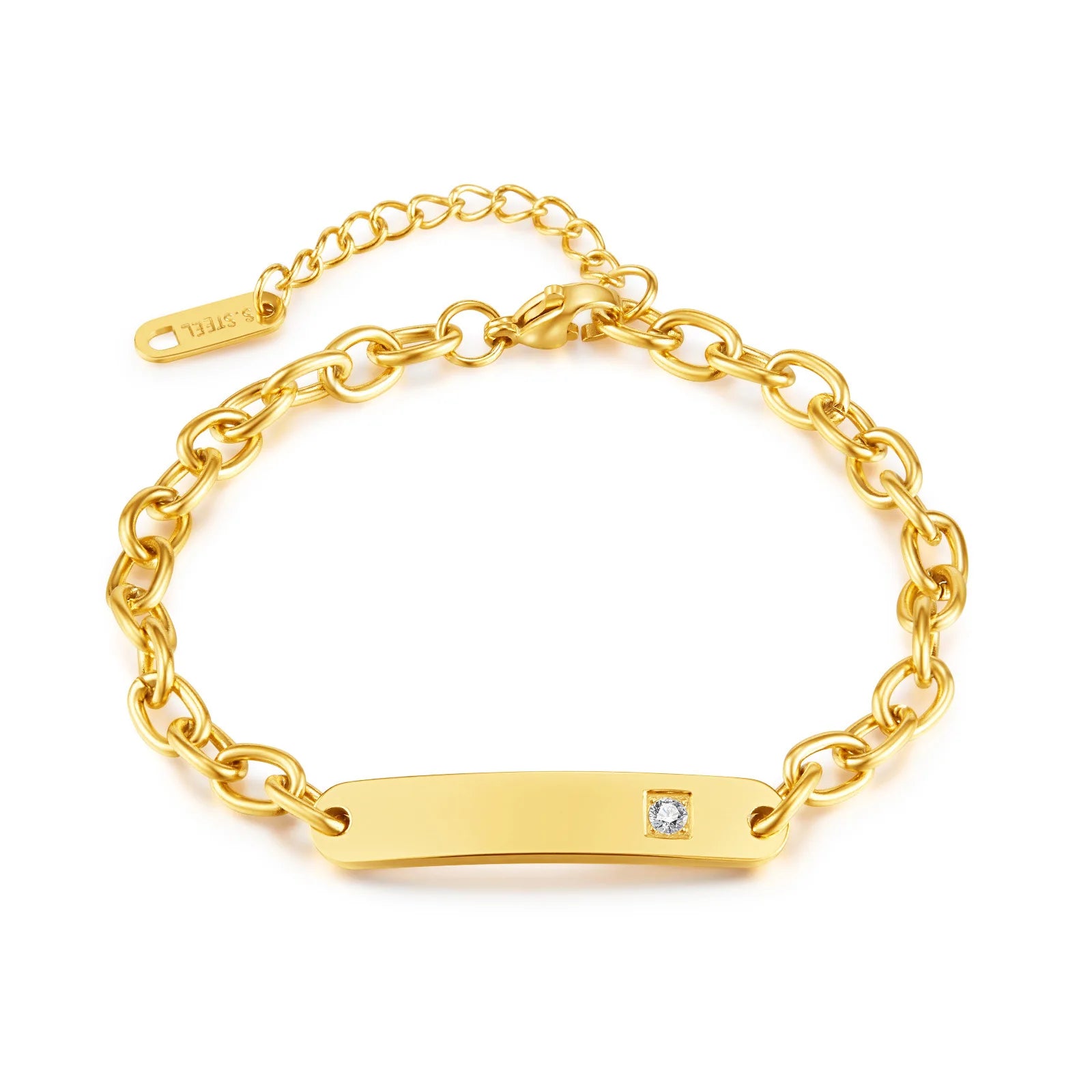 Personalize Custom Name Bracelet Gold Tone Solid Stainless Steel Adjustable Bracelet Trend Birthday Gift