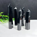 Wholesale Natural Crystal Black Obsidian Point Wand Spiritual Healing Stone Large Obsidian Towers for Decoration