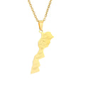 Inspire Stainless Steel Jewelry Morocco Country Map Necklace With State Name