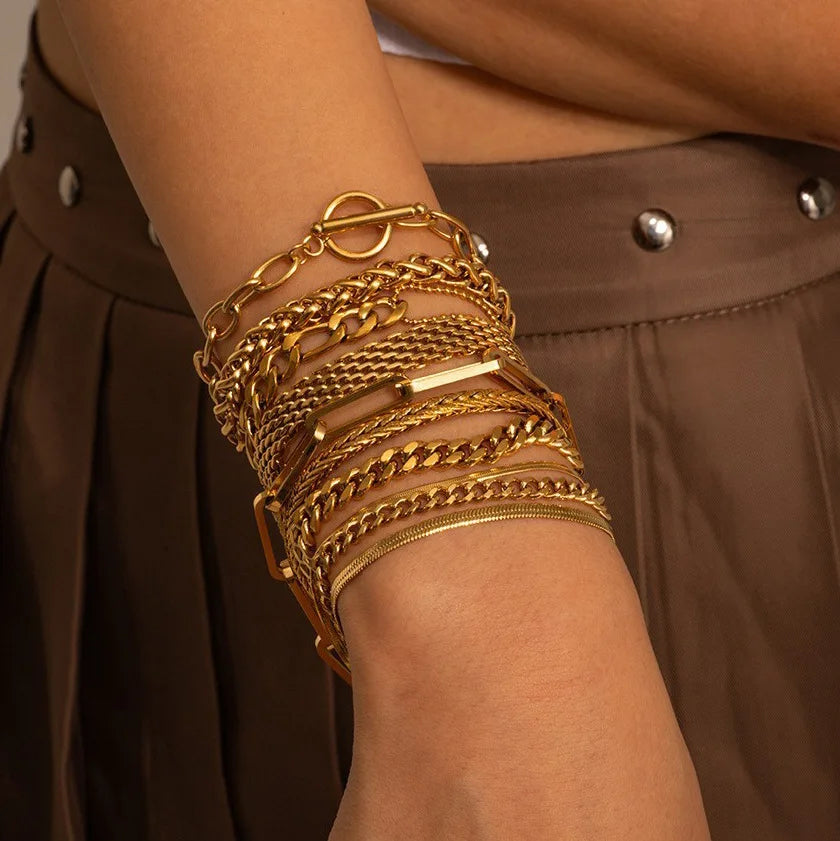 Bracelet Jewelry European Stainless Steel Bracelet Real Gold Plated Women's Zirconia Studded Chain Factory Store