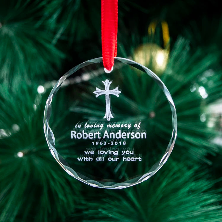 Wholesale Transparent Crystal Christmas Ornaments Glass Photo Frame Pendant Custom K9 Crystal Christmas Ornaments with Names