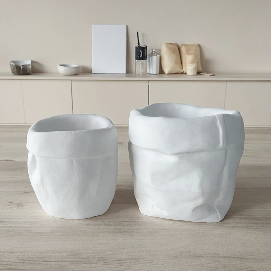 DIY Simple Balcony Desktop Plaster Small Pot Creative Paper Bag Flower Pot Silicone Mold