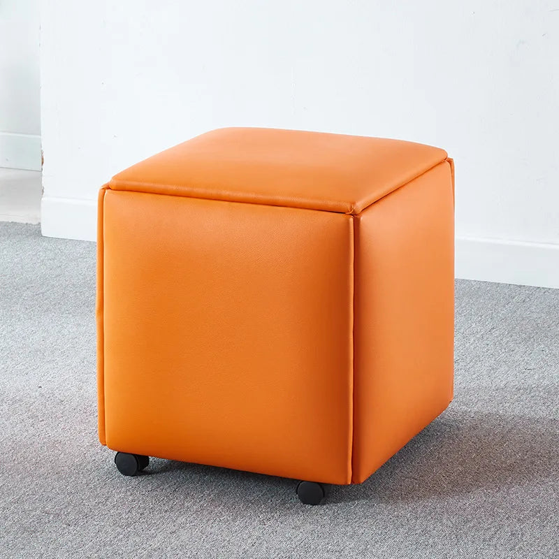 5 in 1 Space Saving Combination Ottoman Creative Variable PU Leather Stool Multi-functional Metal Storage Folding Magic Stool