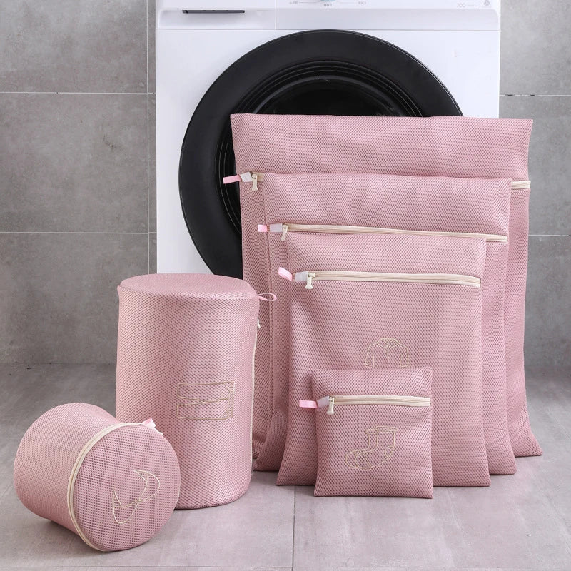 OEM Designed Travel Folding Laundry Wash Mesh Washing Machine Zip Bag Custom Logo Basket Large Laundry Mesh Basket With Logo