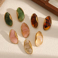 New Arrival Resin Amber Stud Earrings Elegant Vintage PVD 18K Gold Plated Stainless Steel Earrings Stylish Fashion Jewelry