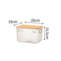 Stackable Food Snack Storage Container Desktop Cosmetic Organizer With Bamboo Lid