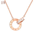 Women Love Roman Numbers Collar 18k Real Gold Necklace Ring Crystal Stone Clavicle Chain 18k Solid Gold Jewelry