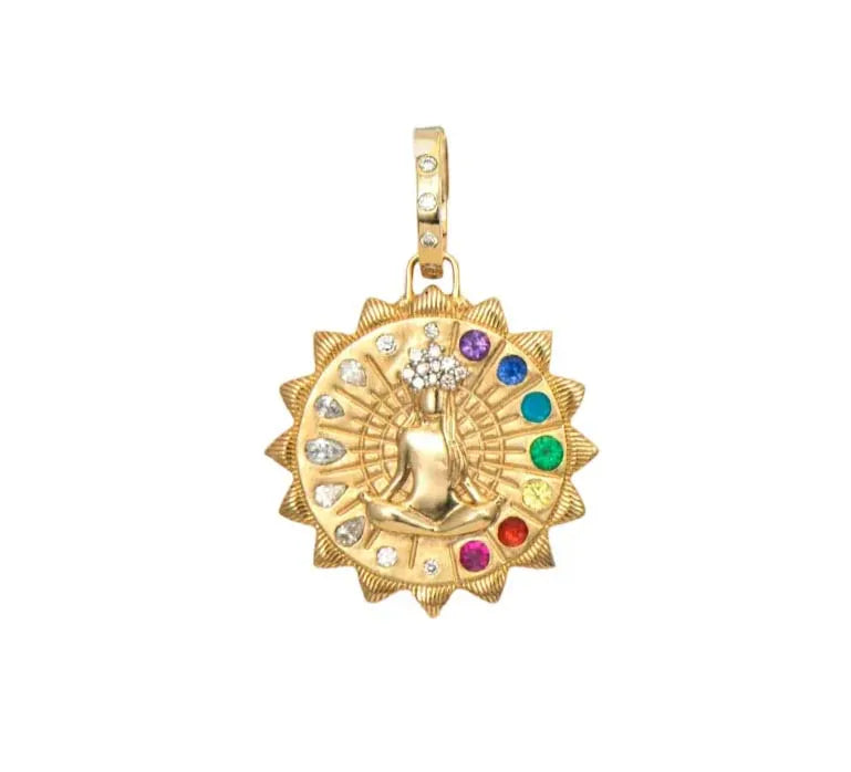 Milskye Beautiful Fashion Fine Jewelry for Women Brass 18K Gold Plating Double Sided Spiritual Woman Mandala Pendant Necklace