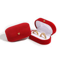 Elegant Flannel Double Slot Rings Jewelry Box Red Solid Color Ring Storage Box Velvet Proposal Pair Ring Box for Couple